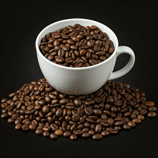 Coffee beans and cup